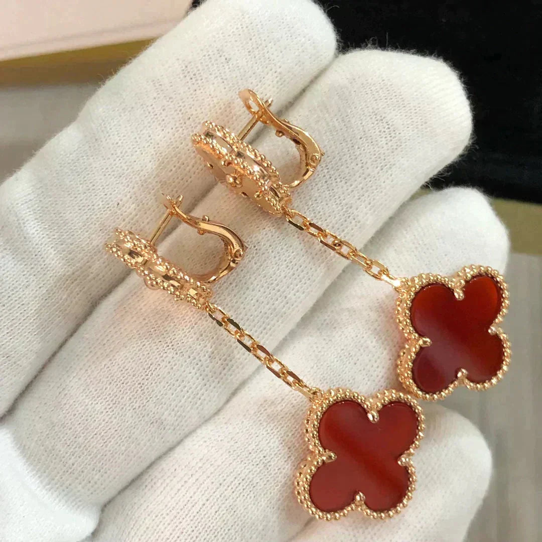Miro CLOVER 2 MOTIF LASER CARNELIAN EARRINGS