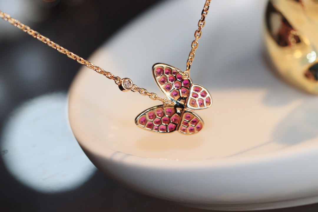 Miro BUTTERFLY RED DIAMOND ROSE GOLD NECKLACE