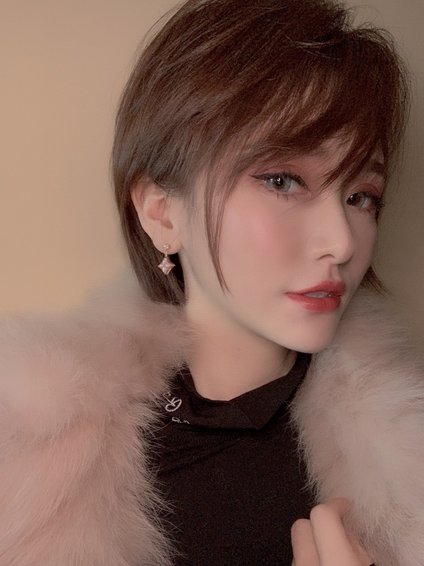 Miro DOUBLE STAR PINK GOLD MOP DROP EARRINGS