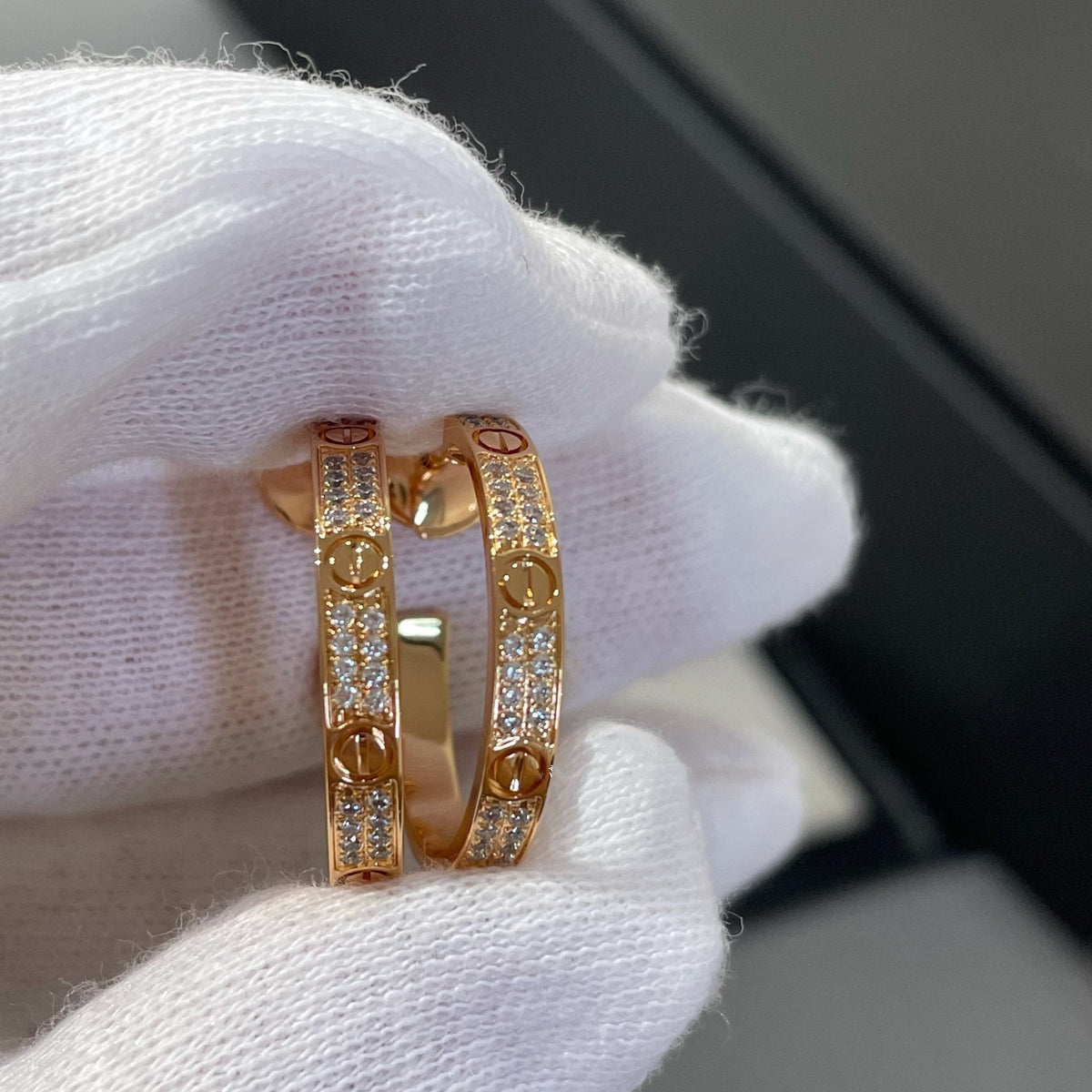 Miro LOVE DIAMOND PINK GOLD HOOP EARRINGS