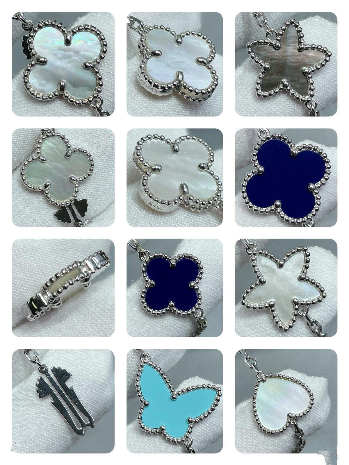 Miro LUCKY CLOVER SILVER 11 MOTIF NECKLACE