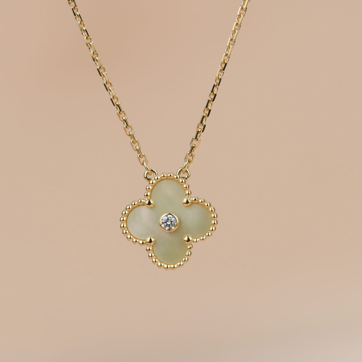 Miro CLOVER 15MM DIAMOND GOLD MOTHER OF PEARL NECKLACE