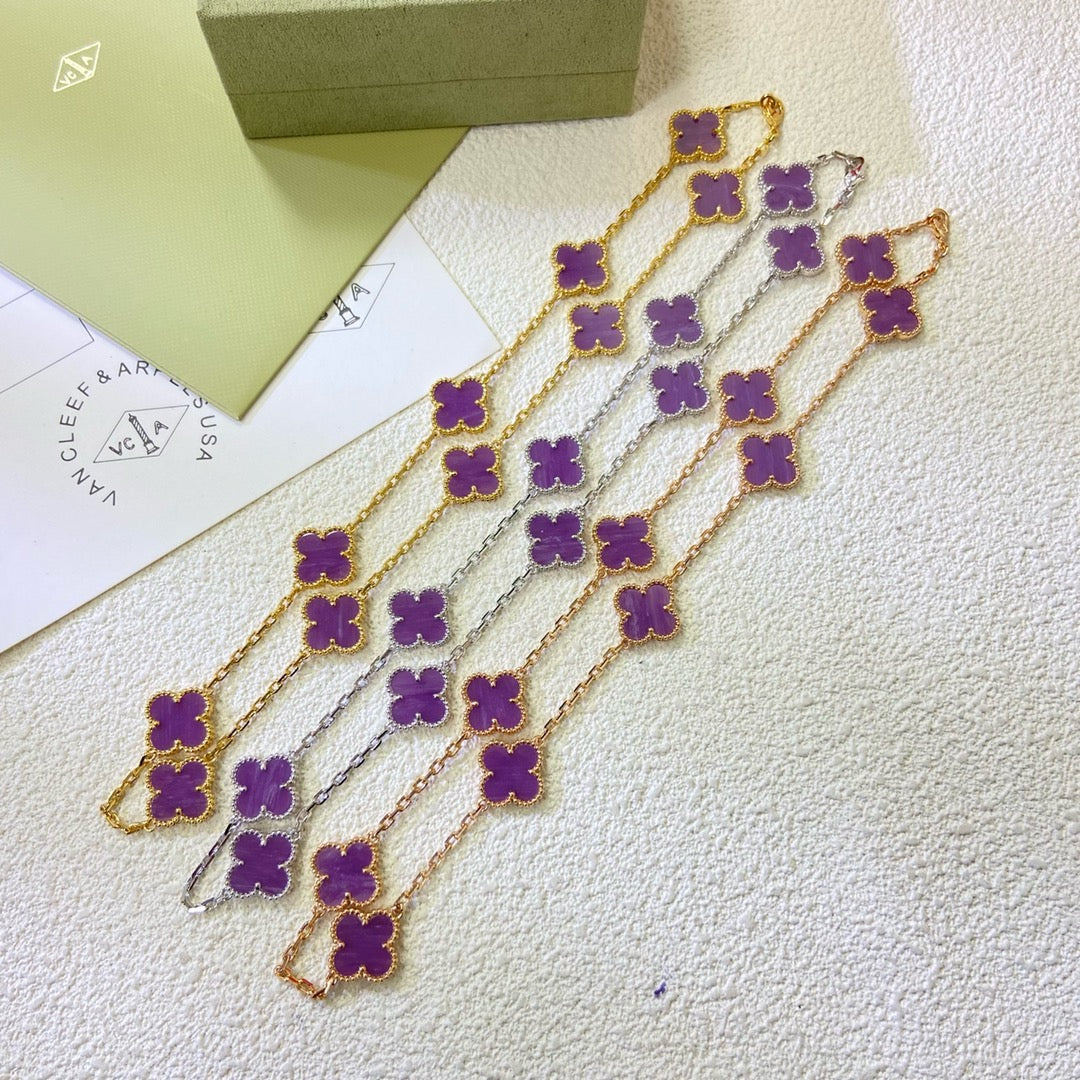 Miro CLOVER 10 MOTIFS PURPLE VIOLET NECKLACE