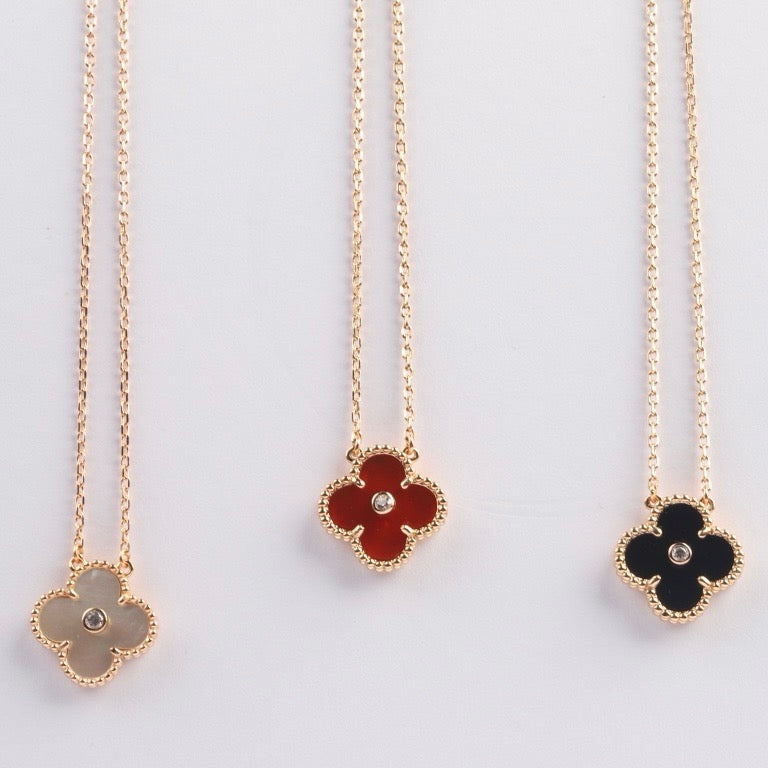 Miro CLOVER 15MM DIAMOND CARNELIAN NECKLACE