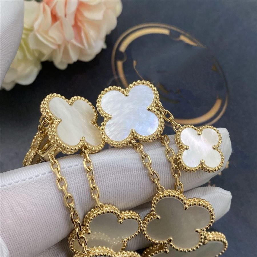 Miro CLOVER EARRINGS WHITE MOP 4 MOTIFS GOLD