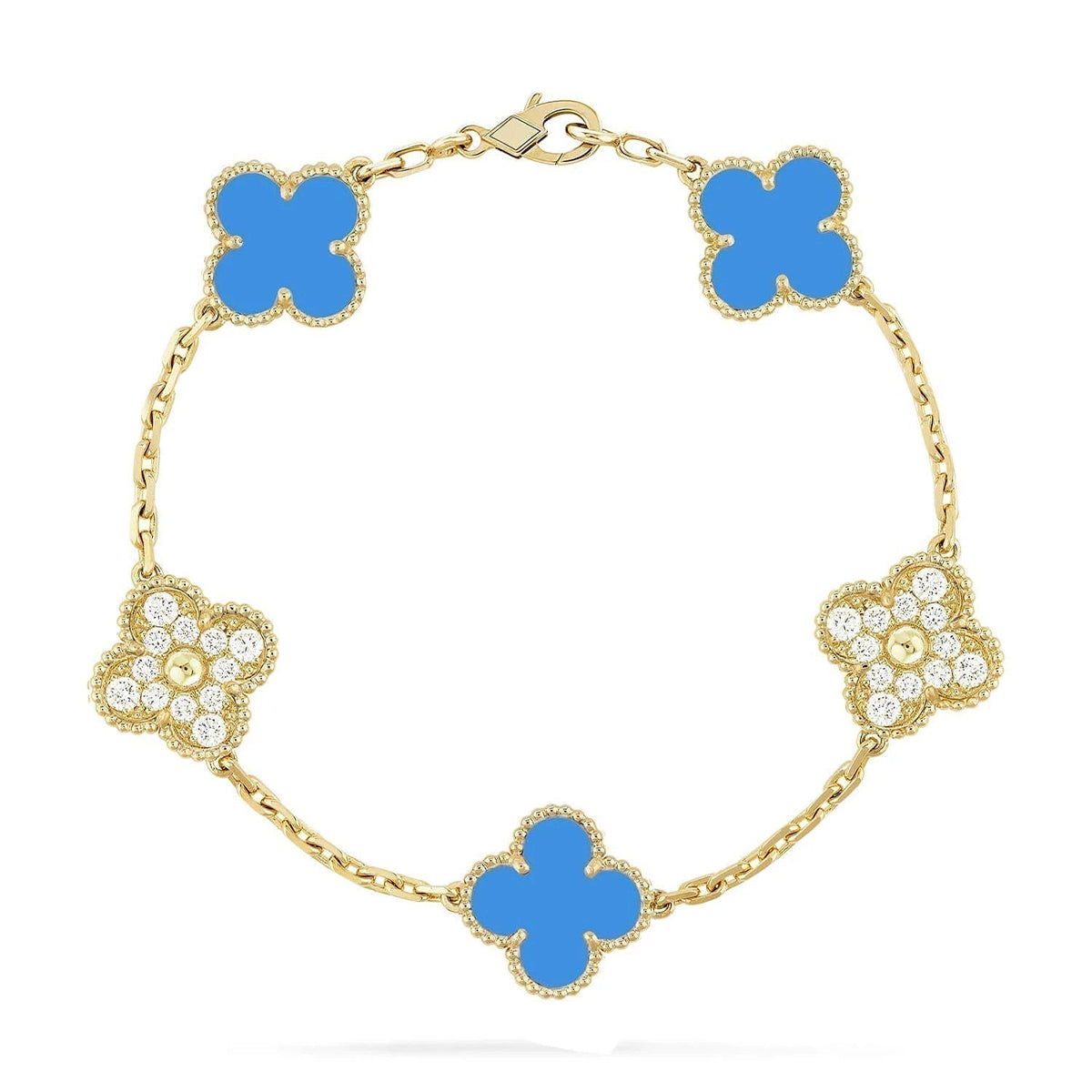 [Miro ]New CLOVER 5 MOTIF BLUE AGATE BRACELET COLLECTION