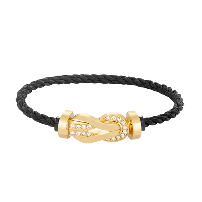 Miro CHANCE LARGE 8 FIGURE BUCKLE HALF DIAMOND BRACELET GOLD