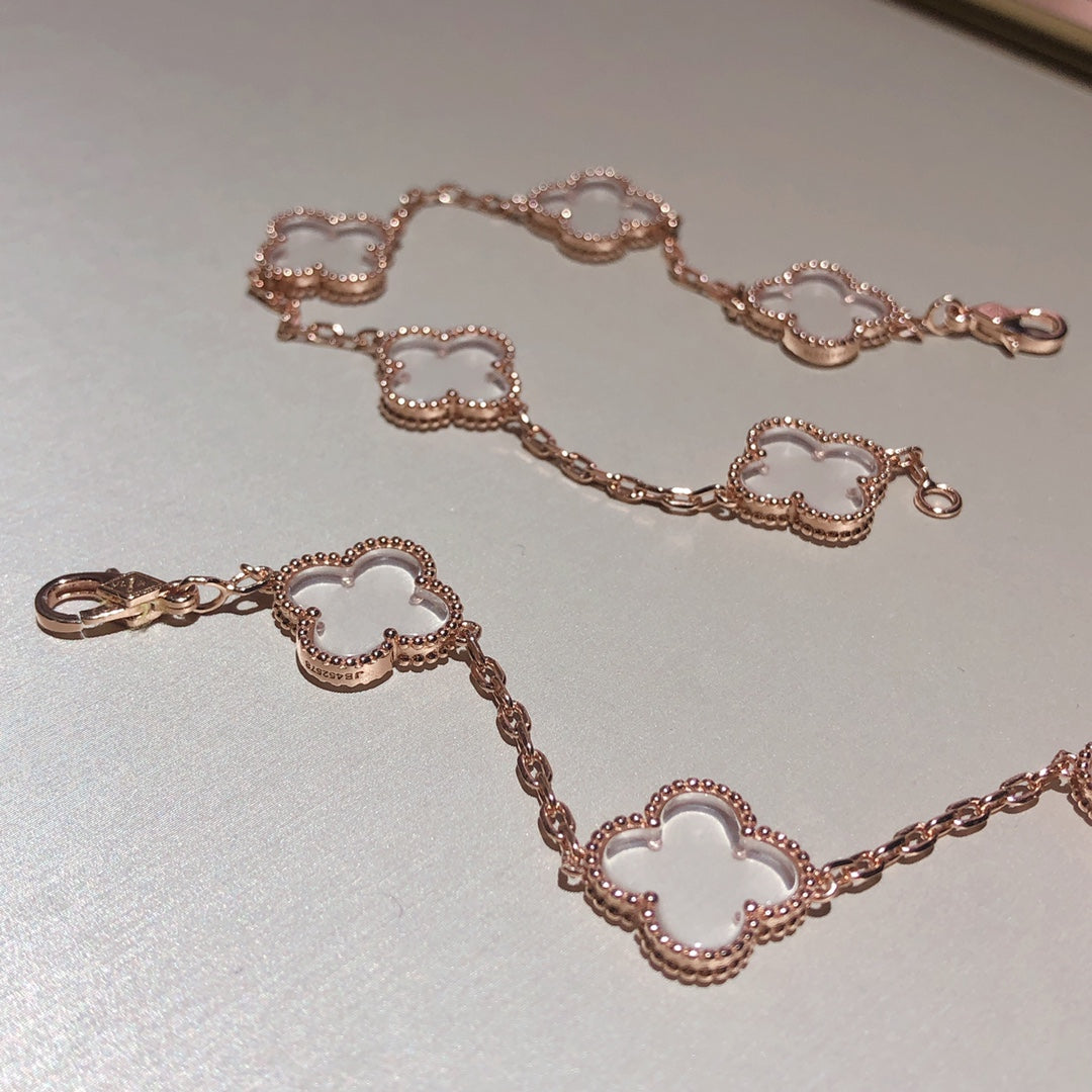 [Miro ]New CLOVER 5 MOTIF ROCK CRYSTAL BRACELET