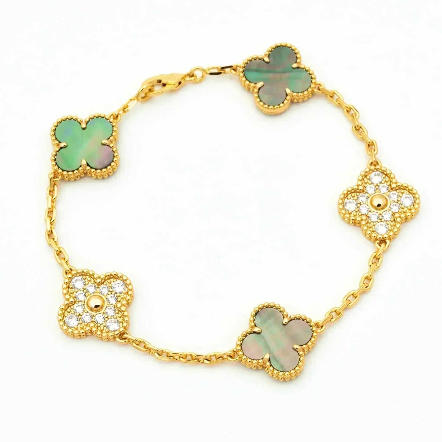 [Miro ]New CLOVER 5 MOTIF GRAY MOP BRACELET COLLECTION