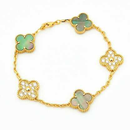 [Miro ]New CLOVER 5 MOTIF GRAY MOP BRACELET COLLECTION