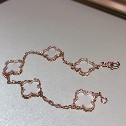 [Miro ]New CLOVER 5 MOTIF ROCK CRYSTAL BRACELET
