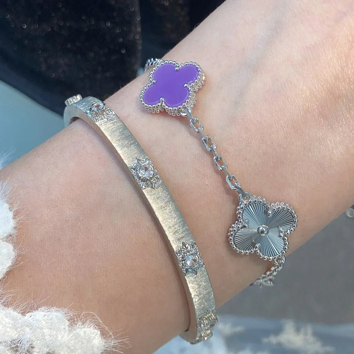 [Miro ]New  CLOVER 5 MOTIF VIOLET BRACELET COLLECTION