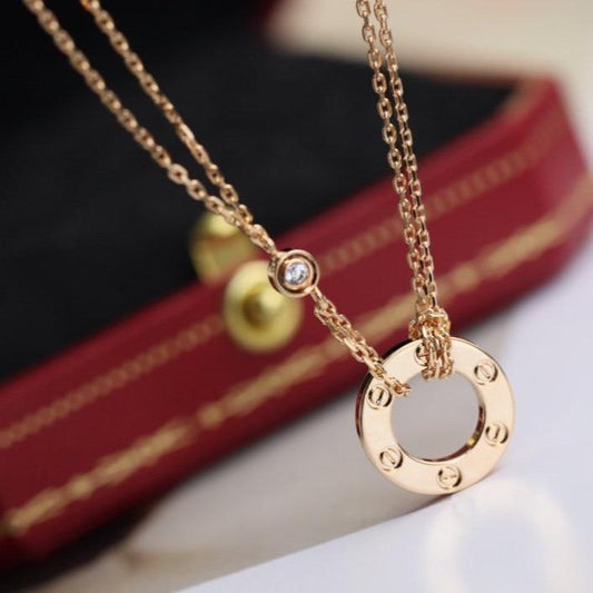 Miro LOVE NECKLACE ADJUSTABLE ROSE GOLD 2 DIAMOND