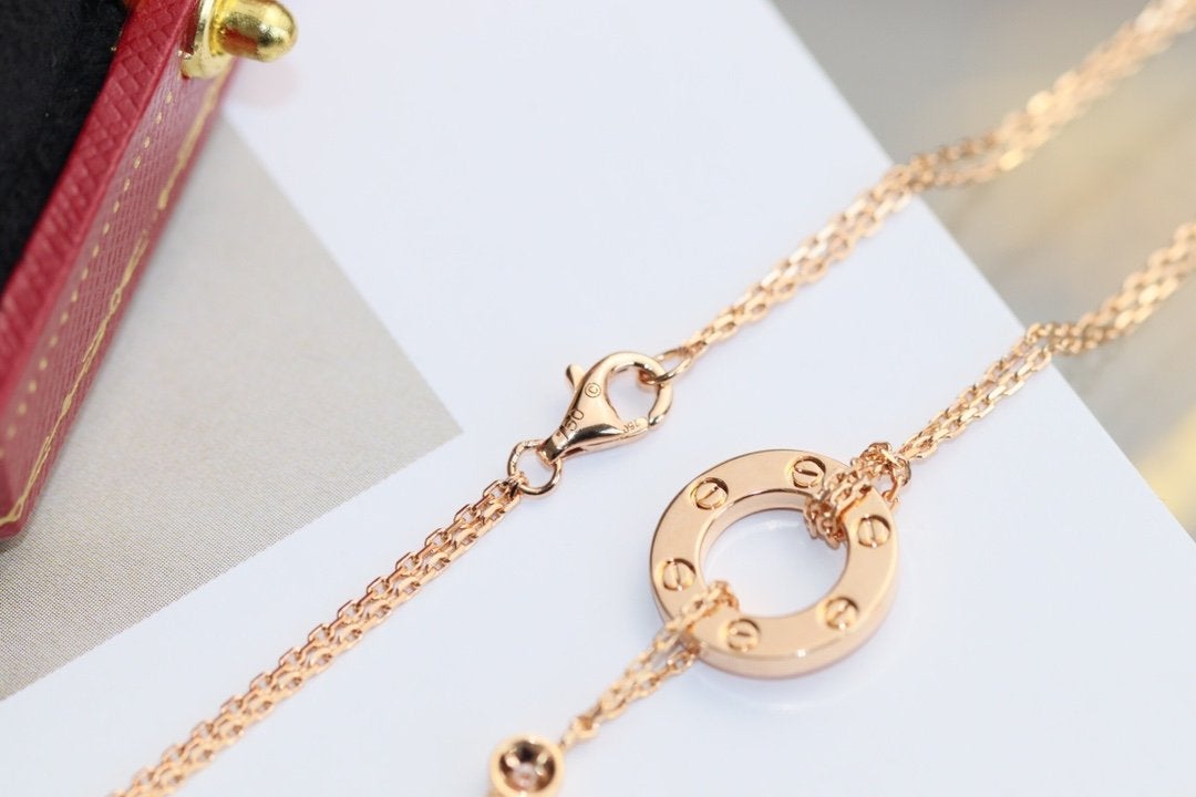 Miro LOVE NECKLACE ADJUSTABLE ROSE GOLD 2 DIAMOND