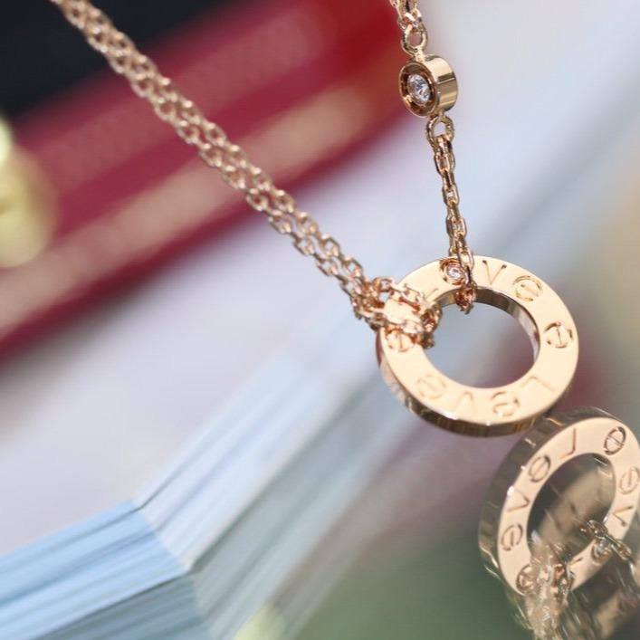 Miro LOVE NECKLACE ADJUSTABLE ROSE GOLD 2 DIAMOND