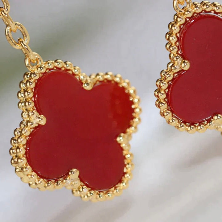 Miro CLOVER  2 MOTIF  TIGER EYE CARNELIAN EARRINGS
