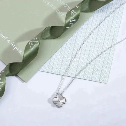 Miro CLOVER  15MM DIAMOND LASER NECKLACE SILVER