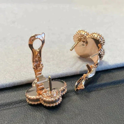 Miro CLOVER MEDIUM 1 MOTIFS GRAY MOP  DIAMOND EARRINGS
