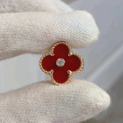 Miro CLOVER MEDIUM 1 MOTIFS CARNELIAN  DIAMOND earrings