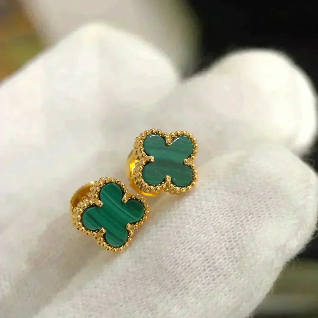 Miro CLOVER MINI 9.5MM MALACHITE  EARRINGS