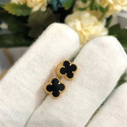 Miro CLOVER MINI 9.5MM BLACK MOP EARRINGS