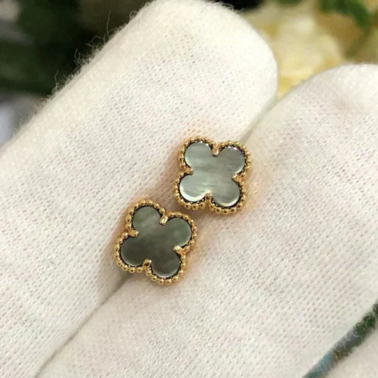 Miro CLOVER MINI 9.5MM GRAY MOP EARRINGS