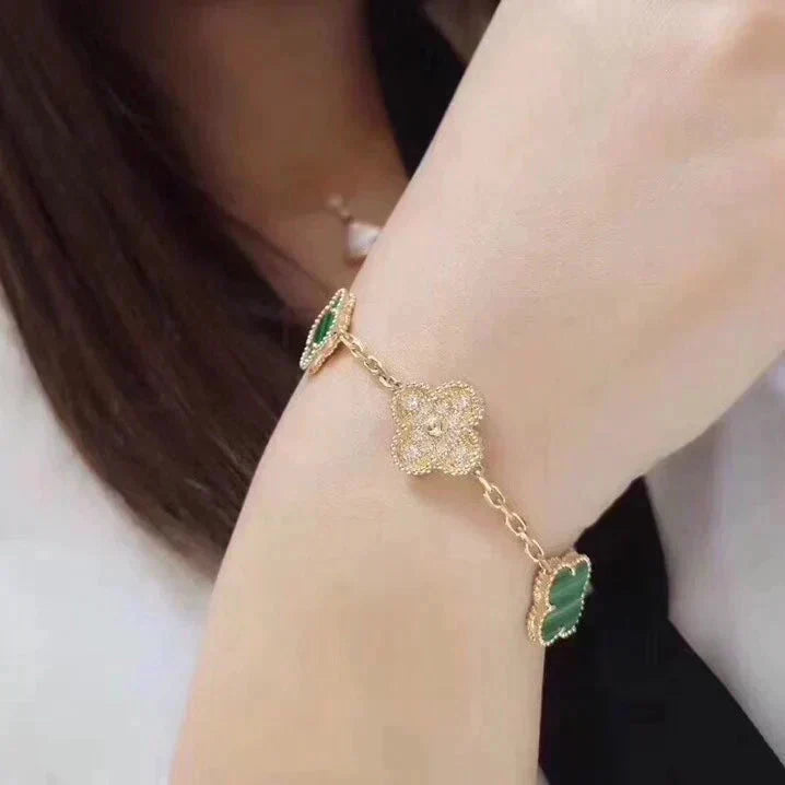 [Miro ]New  CLOVER 5 MOTIF MALACHITE BRACELET COLLECTION