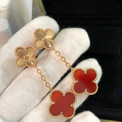 Miro CLOVER 2 MOTIF  LASER CARNELIAN EARRINGS