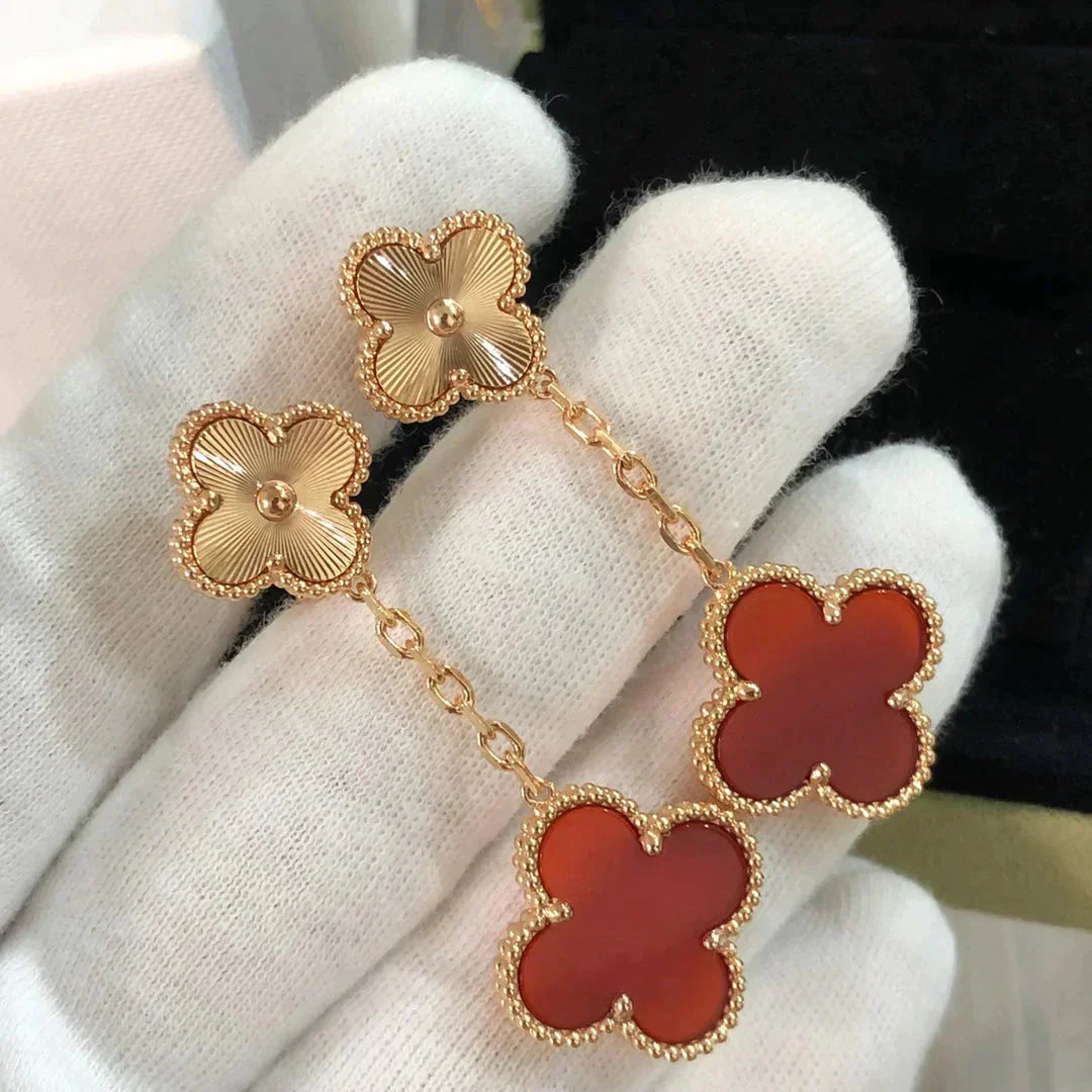 Miro CLOVER 2 MOTIF  LASER CARNELIAN EARRINGS