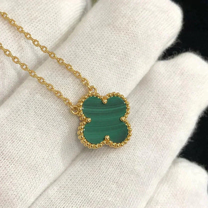 Miro CLOVER 15MM MALACHITE SINGLE FLOWER  NECKLACE
