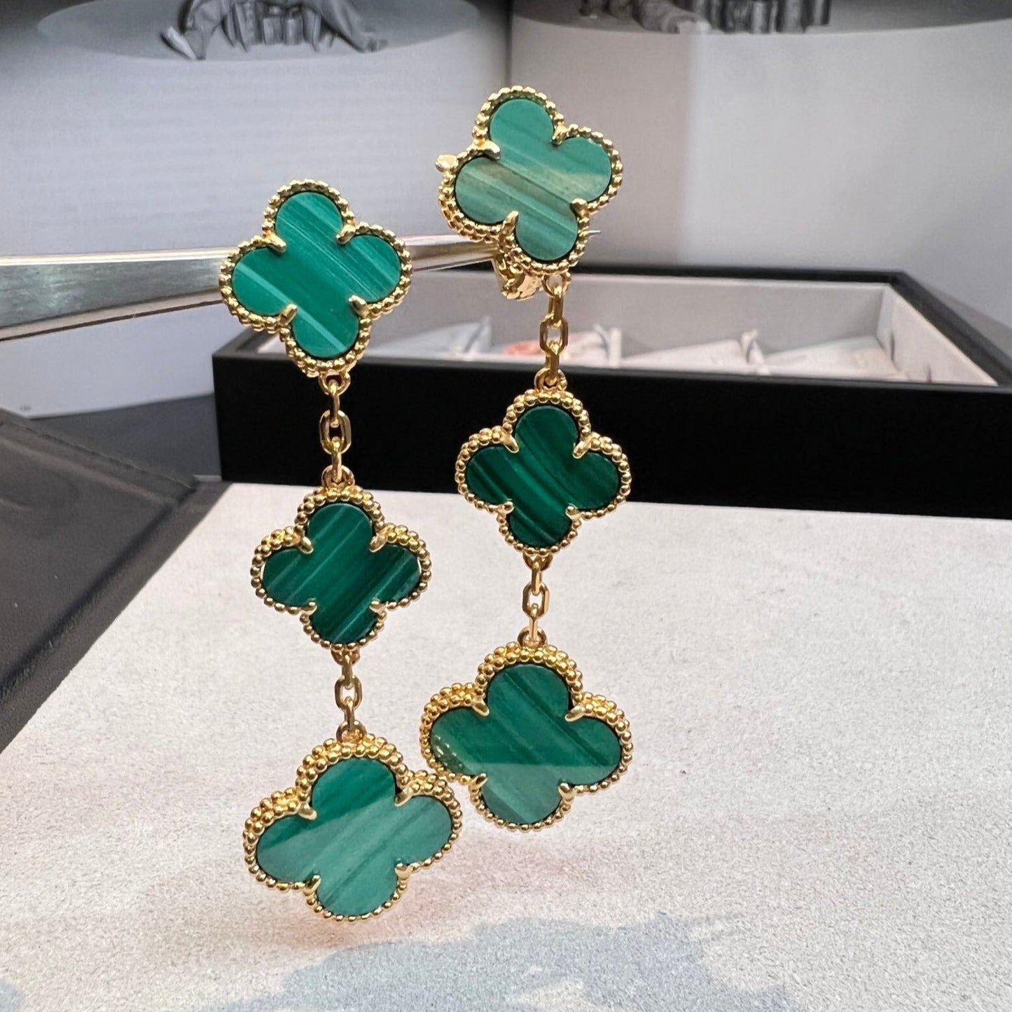 Miro CLOVER MALACHITE 3 MOTIFS GOLD