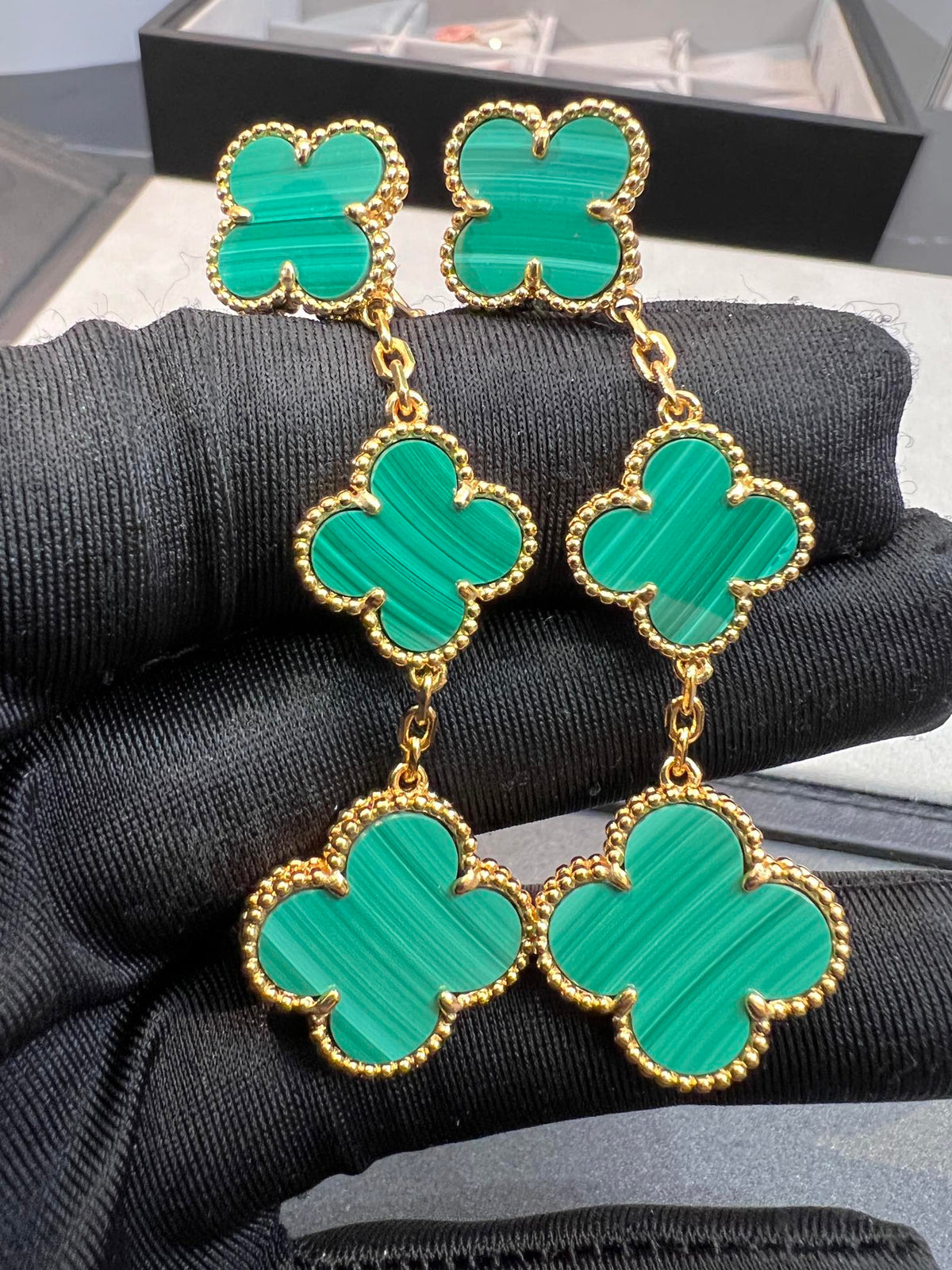Miro CLOVER MALACHITE 3 MOTIFS GOLD