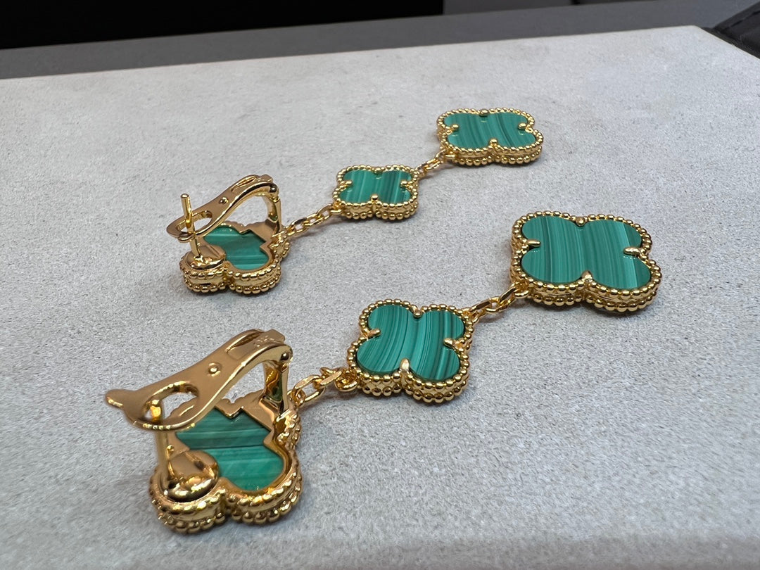 Miro CLOVER MALACHITE 3 MOTIFS GOLD