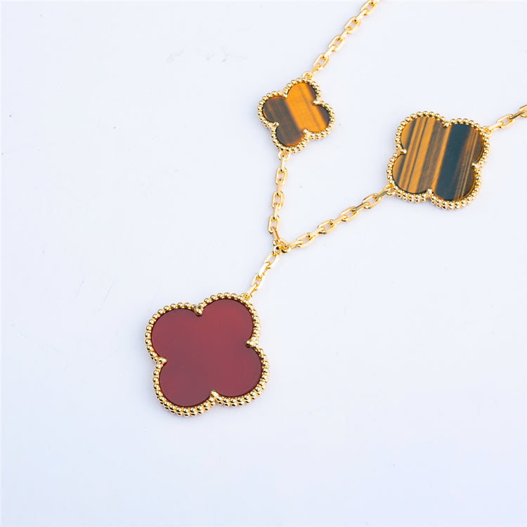 Miro CLOVER BRACELET 5 MOTIFS CARNELIAN TIGER EYE