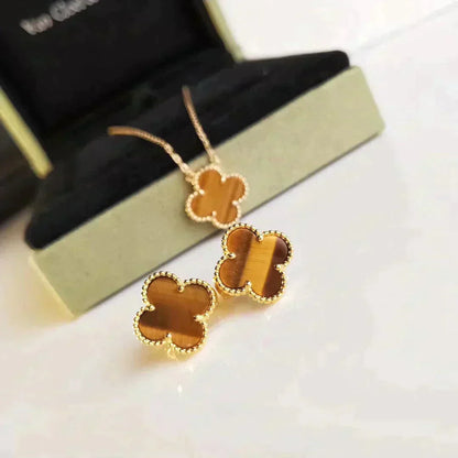 Miro CLOVER MEDIUM 1 MOTIFS TIGER EYE EARRINGS