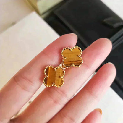 Miro CLOVER MEDIUM 1 MOTIFS TIGER EYE EARRINGS