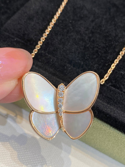 Miro BUTTERFLY GOLD MOP DIAMOND NECKLACE