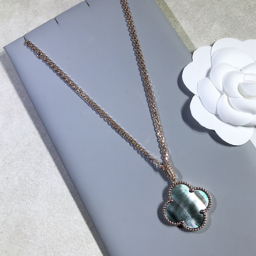 Miro CLOVER 25MM GOLD DARK MOP BIG CLOVER NECKLACE