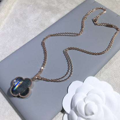 Miro CLOVER 25MM GOLD DARK MOP BIG CLOVER NECKLACE