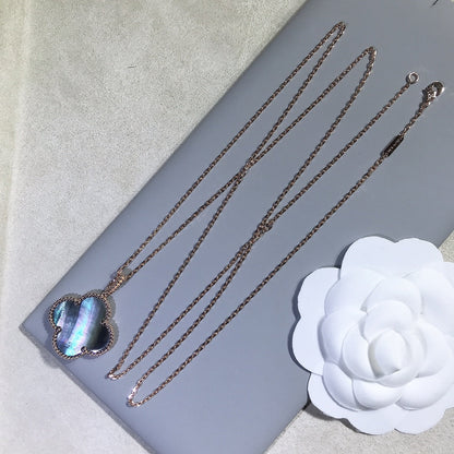 Miro CLOVER 25MM GOLD DARK MOP BIG CLOVER NECKLACE