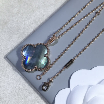 Miro CLOVER 25MM GOLD DARK MOP BIG CLOVER NECKLACE