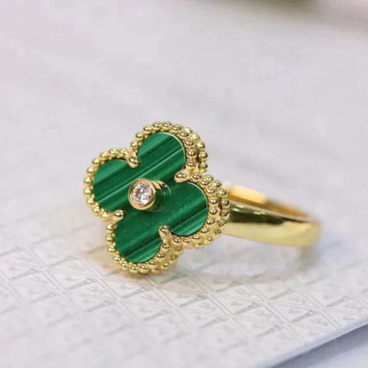 Miro CLOVER MALACHITE RING GOLD DIAMOND