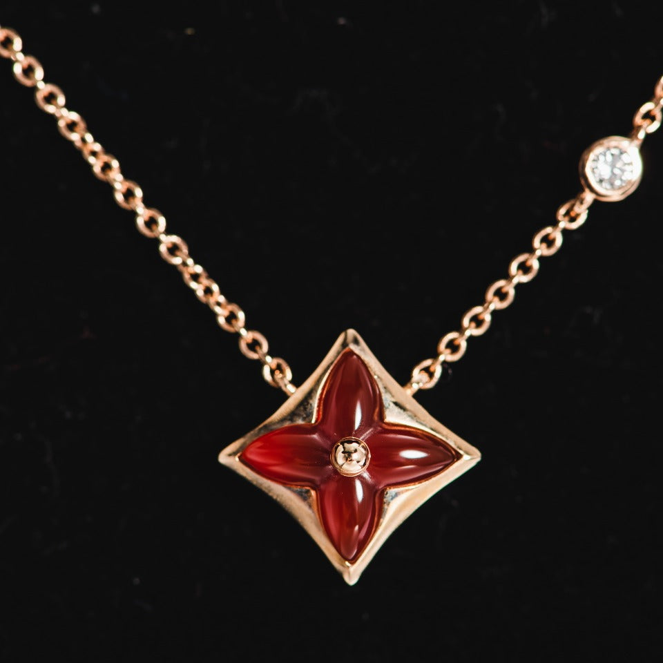 Miro STAR NECKLACE PINK GOLD 1 DIAMOND