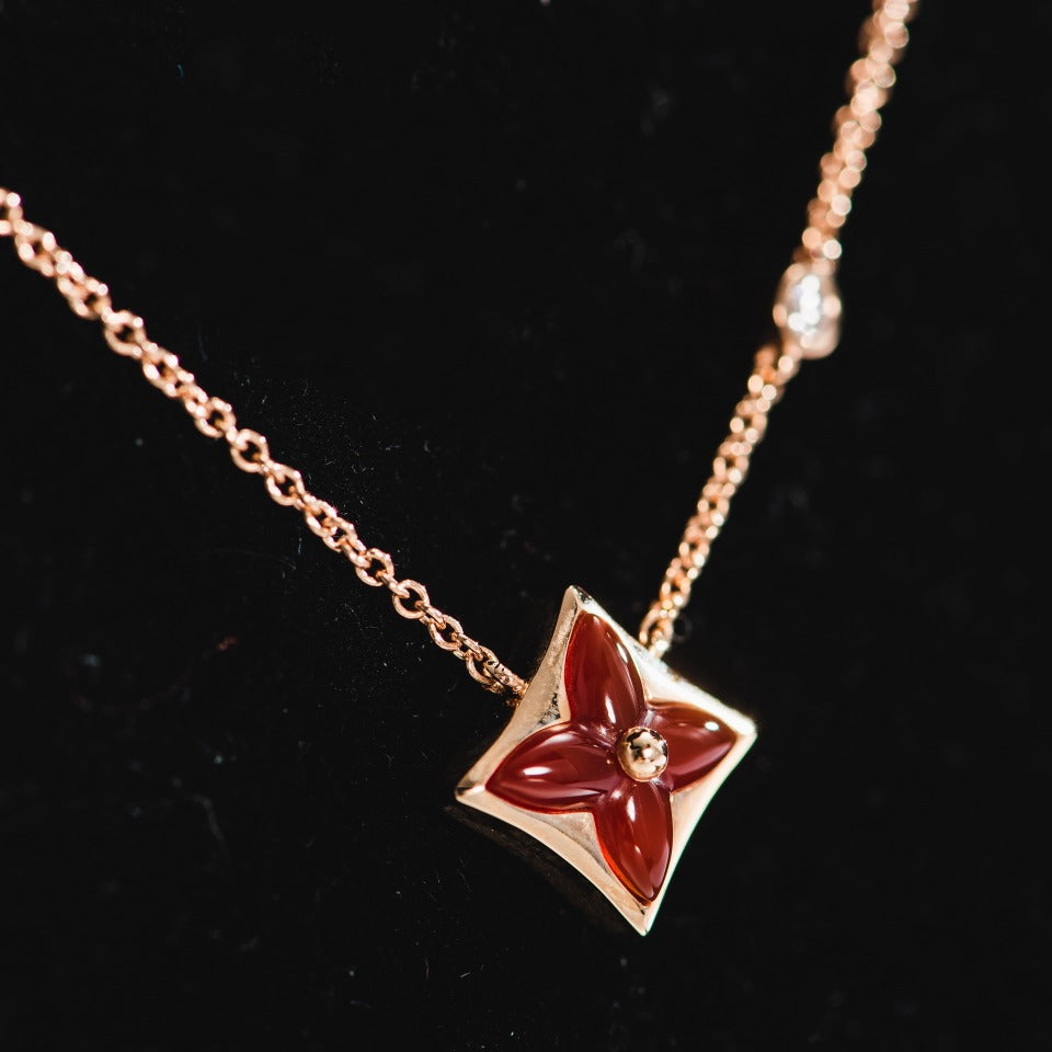 Miro STAR NECKLACE PINK GOLD 1 DIAMOND