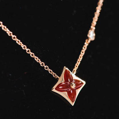 Miro STAR NECKLACE PINK GOLD 1 DIAMOND