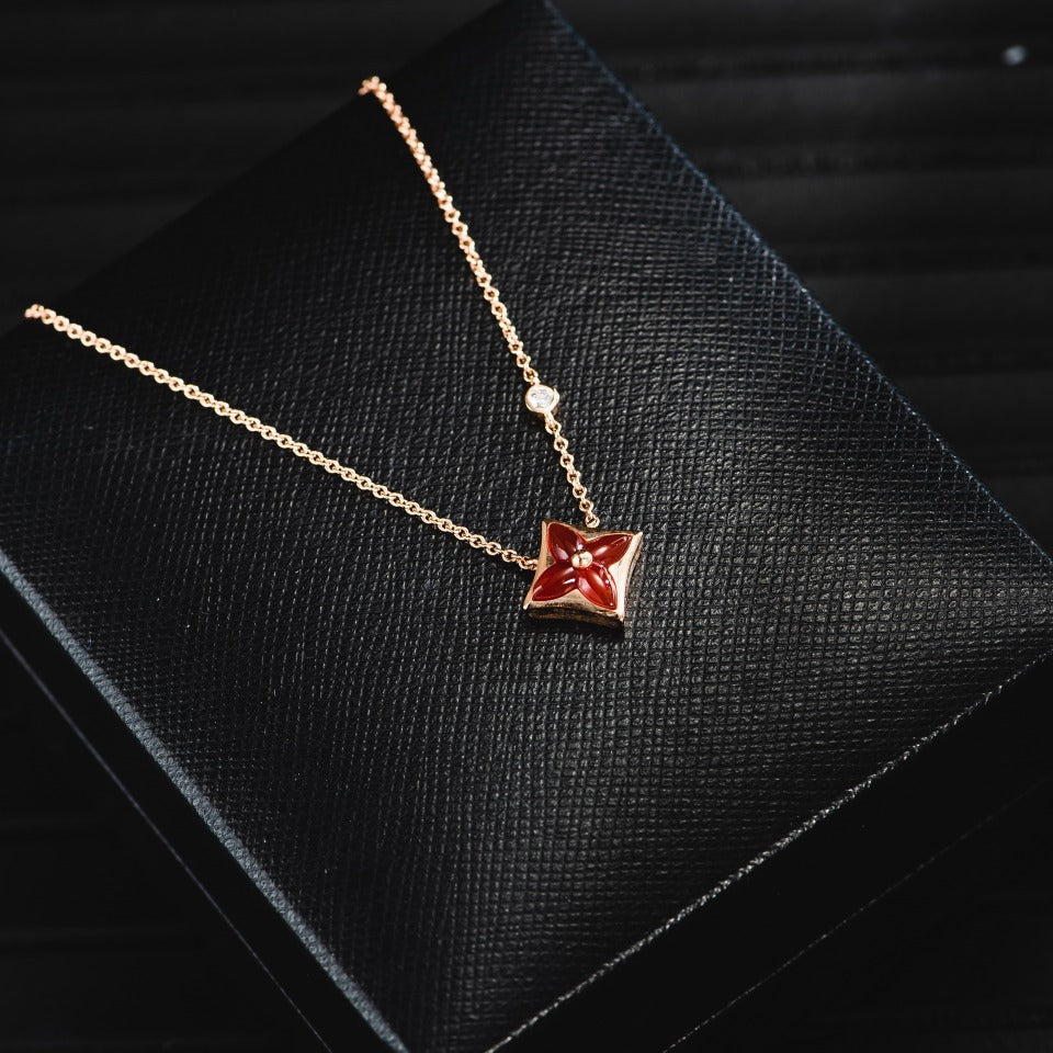 Miro STAR NECKLACE PINK GOLD 1 DIAMOND
