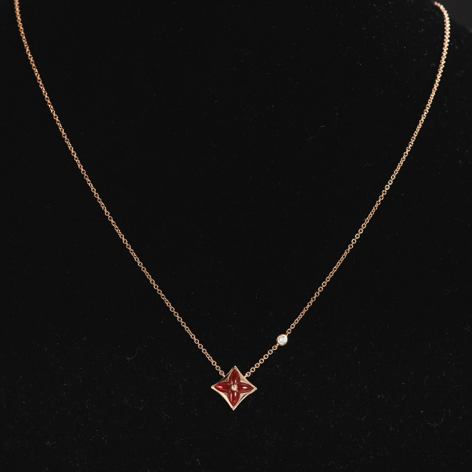 Miro STAR NECKLACE PINK GOLD 1 DIAMOND