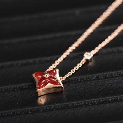 Miro STAR NECKLACE PINK GOLD 1 DIAMOND