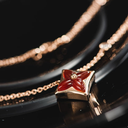 Miro STAR NECKLACE PINK GOLD 1 DIAMOND