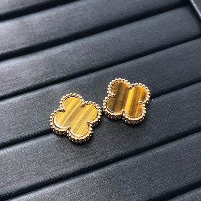 Miro CLOVER MEDIUM 1 MOTIFS TIGER EYE EARRINGS